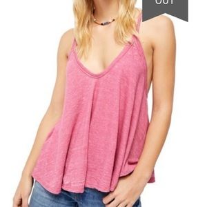 NWT Free People Sandy v-neck tank, S & M, Pink